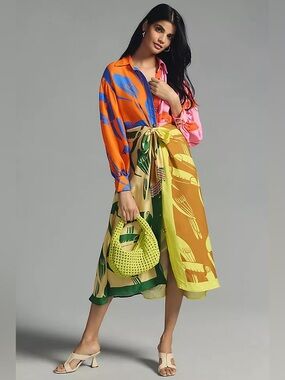 Farm Rio mixed print Bold shirt dress eccentric vibrant whimsy alemais rixo alc